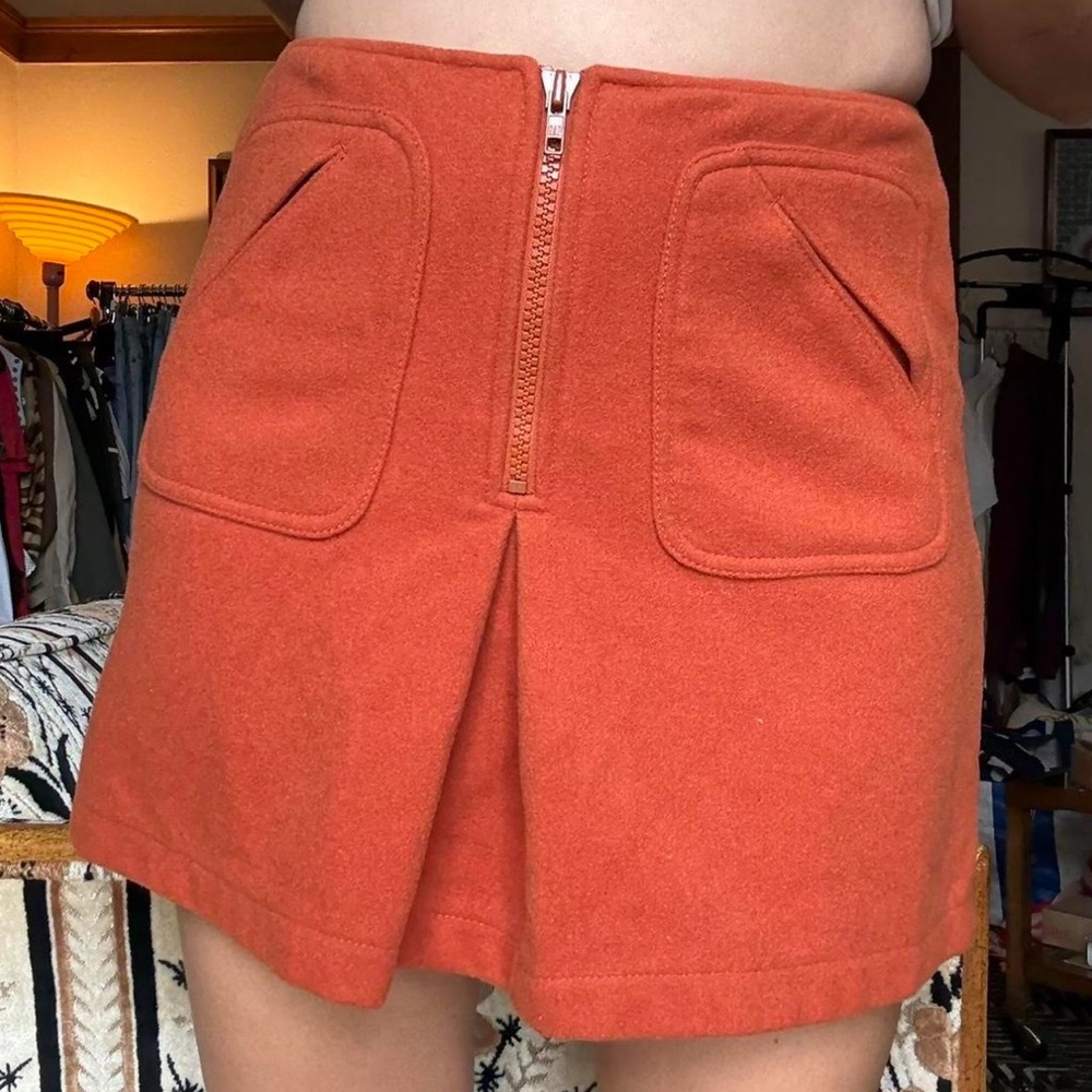 🔵GAP Burnt Orange Wool Ready To Wear Mini Skirt - Picture 3 of 12